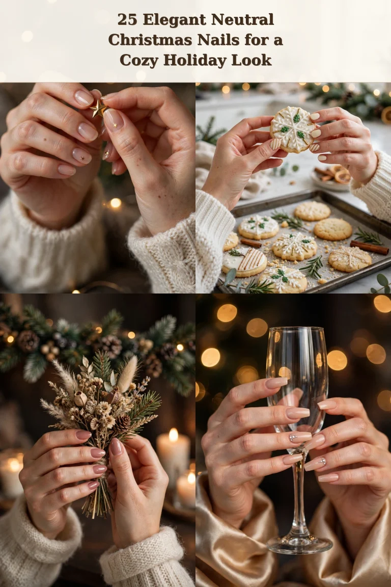 25 Elegant Neutral Christmas Nails for a Cozy Holiday Look